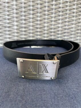Armani Exchange black leather belt